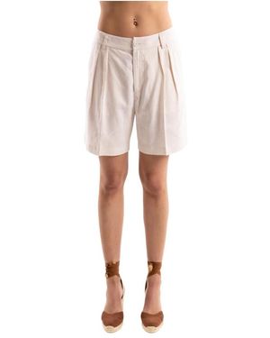 hinnominate Korte Broeken ,Leer Pleated Bermuda Shorts - Naturel