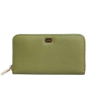 Dolce & Gabbana Grüne Leder-Logo-Plakette Geldbörse