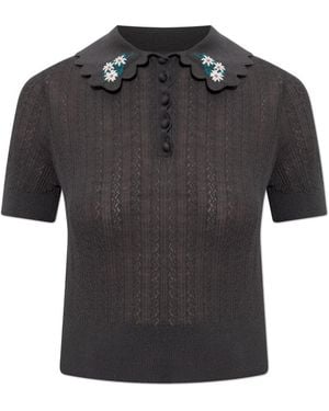 Self-Portrait V-Neck Knitwear - Black