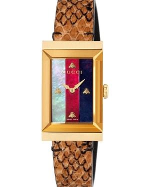 Gucci Accessoires ,Geel ,Leer G-Frame Horloge