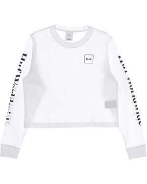 Huf Tops ,Wit ,Katoen Long Sleeve Crew Neck Crop Top