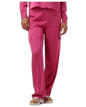 SELECTED Broeken ,Roze ,Katoen High-Waisted Cargo Broek - Rood