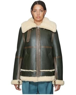 Acne Studios Lange Raf Shearling Jacke - Grün