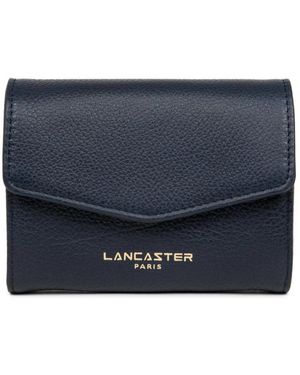 Lancaster Accessoires ,Blauw ,Leer Flap Portemonnee Met Drukknoopsluiting