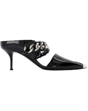McQueen Zwarte Leren Sandalen Met 6 Cm Hak
