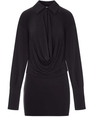 ANDAMANE Kleedjes ,Zwart ,Polyester Lilia Gedrapeerde Jurk - Blauw