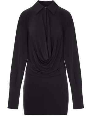 ANDAMANE Kleedjes ,Zwart ,Polyester Lilia Gedrapeerde Jurk - Blauw