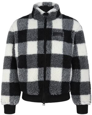 Givenchy Schwarz-Weiße Karomuster-Sherpa-Fleecejacke