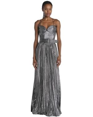 Rebecca Vallance Silber plissiertes langes kleid - Grau