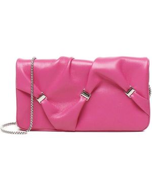 Ferragamo Leder-Portemonnaie Aus Lammfell Mit Goldenen Details - Pink
