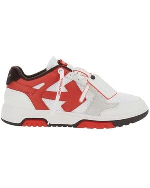 Off-White c/o Virgil Abloh Rote Low-Top-Sneakers Mit Pfeil-Motiv