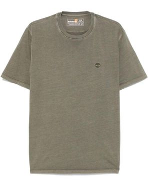 Timberland Grünes Besticktes Logo Crew Neck Shirt - Grau
