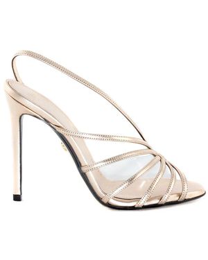ALEVI Nude Leder Sandalen Mit Perlendetail - Weiß