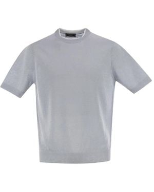 Peserico Geripptes Strick-T-Shirt - Grau