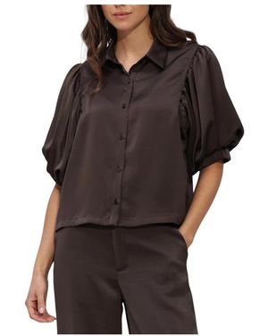 Notre-v Overhemden ,Bruin ,Leer Nv-Hilly Blouse - Zwart