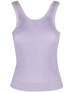 Cecilie Bahnsen Geripptes Stricktop Mit Schleifenverschluss Hinten - Lila