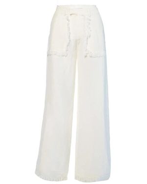 Hèst Broeken ,Wit ,Linnen Witte Linnen Broek Met Elastische Taille