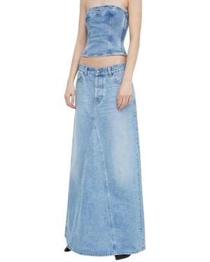 DIESEL De-Pago Denim Maxi Rok - Blauw