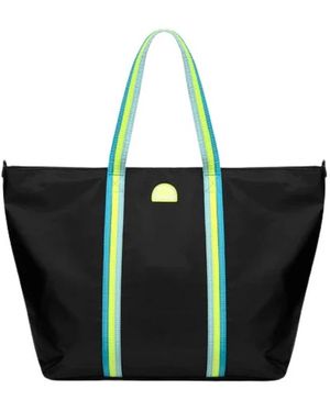 Sundek Tassen ,Zwart ,Regular Tote Bag Met Regenboogdetails