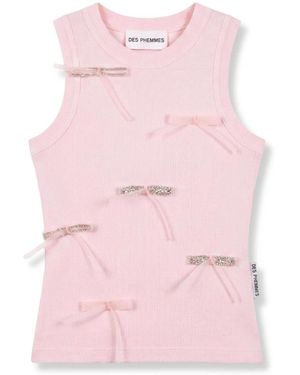 Des Phemmes Tops ,Roze ,Katoen Classic Bow Tank Top