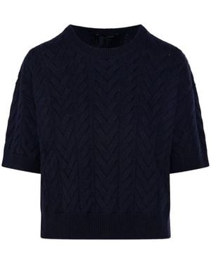 Max Mara Dominus Zopfstrick Pullover Mit Kurzen Ärmeln - Blau