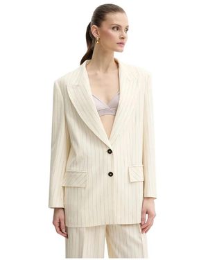 SIMONA CORSELLINI Jassen ,Polyester Geborduurd Blazer - Naturel