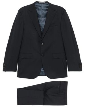 Corneliani Kostuums ,Blauw ,Virgin Wool Single-Breasted Suit - Zwart