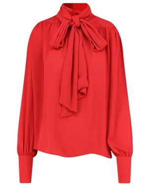 ACTUALEE Overhemden ,Rood ,Satijn Satijnen Blouse Met Gepofte Schouders