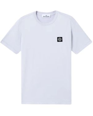 Stone Island Baumwolljersey Kurzarm-Logoshirt - Weiß