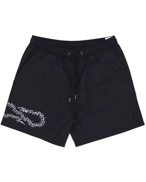 Propaganda Schwarze Badeshorts Mit Netz - Blau