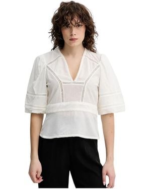 Munthe Overhemden ,Wit ,Katoen Florise V-Hals Blouse