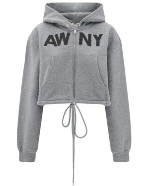 Alexander Wang Cropped Hoodie Mit Signature Print - Grau