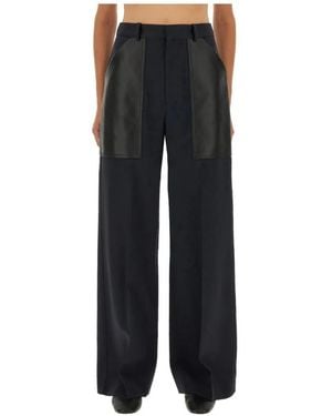 Bottega Veneta Weitgeschnittene Hose Mit Lederdetails An Den Taschen - Schwarz