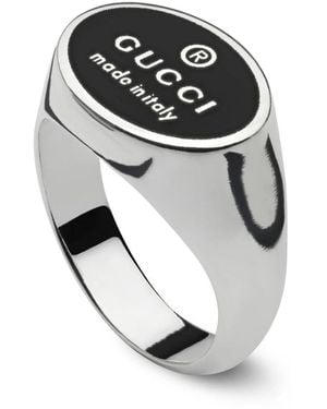 Gucci Accessoires ,Grijs ,Leer Chevalier Ring - Wit