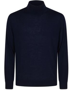Canali Truien & Vesten ,Zwart ,Wol Nuvola Turtleneck - Blauw