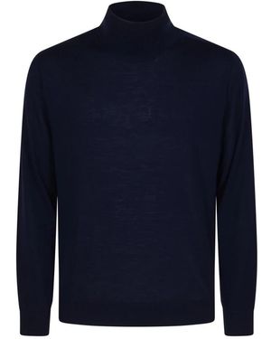 Canali Truien & Vesten ,Zwart ,Wol Nuvola Turtleneck - Blauw