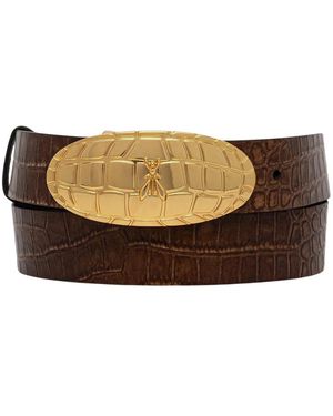 Patrizia Pepe Accessoires ,Bruin ,Leer Leren Riem Met Krokodillenmotief