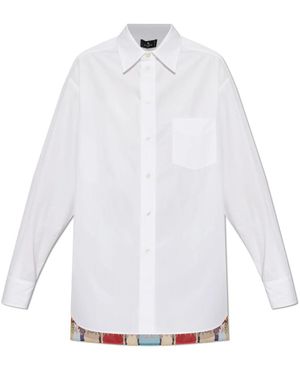 Etro Overhemden ,Wit ,Katoen Shirt Van Gecombineerde Stoffen