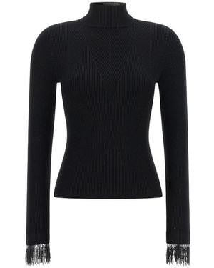 Twinset Truien & Vesten ,Zwart ,Tule Mock-Knit Top - Blauw