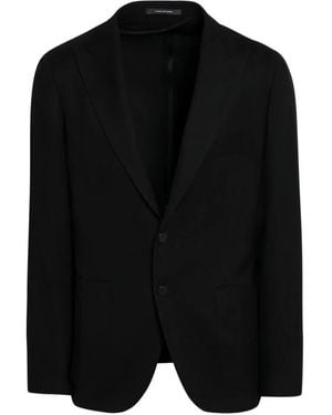 Tagliatore Jassen ,Zwart ,Leer Cashmere En Silk Jas