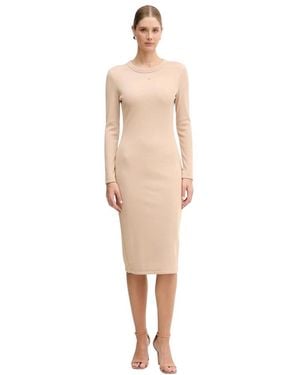 ARMANI EXCHANGE Heavy Rib Jersey Midi Jurk - Naturel