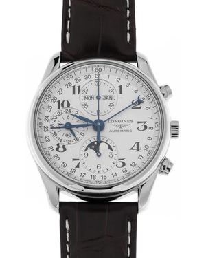 Longines Accessoires ,Veelkleurig ,Leer Master Collection Chronograph Moonphase - Metallic