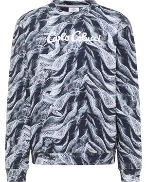 carlo colucci Hoodies & Sweatvesten ,Zwart ,Sweatshirt Van Kunstmatige Breitechniek - Blauw