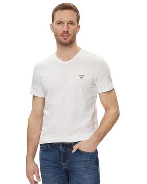 Guess Tops ,Wit ,Katoen V-Hals T-Shirt