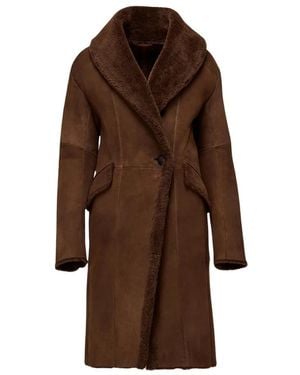 V S P Murielle Shearling Mantel - Braun