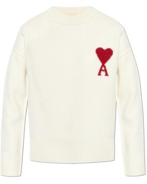 Ami Paris Round-Neck Knitwear - Blanco