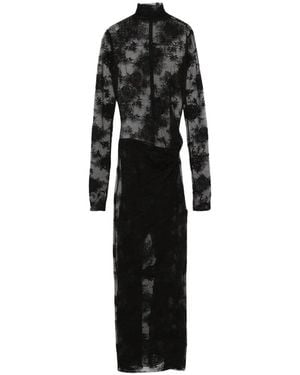 ANDAMANE Lace Lange Mouw Jurk - Zwart