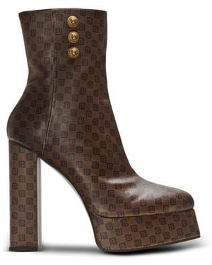 Balmain Stivaletti brune mini monogramma - Marrone