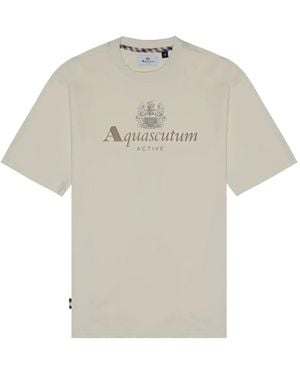 Aquascutum Actieve Grote Logo Tee - Naturel