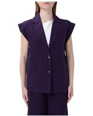Liu Jo Jassen ,Paars ,Linnen Gilet Van Linnenmix - Blauw